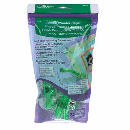 JUMBO WONDER CLIPS GREEN (24 PCS) - Quilter's Corner SD