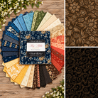 1850–1890 Civil War-era reproduction collection inspired by pioneer diarist Mollie Dorsey Sanford, featuring warm browns, faded blues, soft golds, and deep reds.