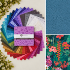 • Features tonal prints including flowers, stars, geometrics, vines, and dots.
• Color Palette: Includes rich shades of teal, magenta, pink, burgundy, wine, purple, green, cream, rust, and gold
