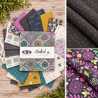 Features 12 unique patterns inspired by playful block designs and yarn crafts. Tula Pink Prince Charming licorice. 
