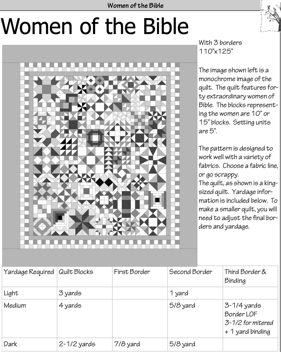WOMEN OF THE BIBLE PATTERN SERIES DIGITAL DOWNLOAD – Quilter's Corner SD